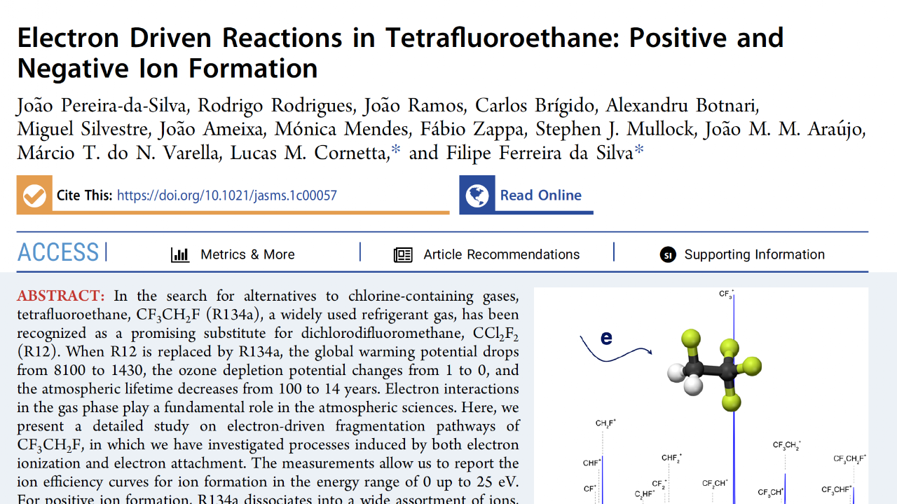 Electron Driven Reactions in Tetrafluoroethane, JASMS 2021